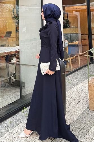 moda selvim الفستان كحلي 4685ALGK1170 - Thumbnail