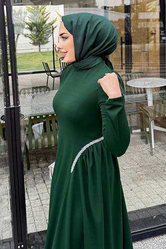 moda selvim Dress 4688ALGK1170 Emerald - Thumbnail