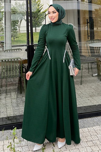 moda selvim الفستان زيتي 4688ALGK1170 - Thumbnail