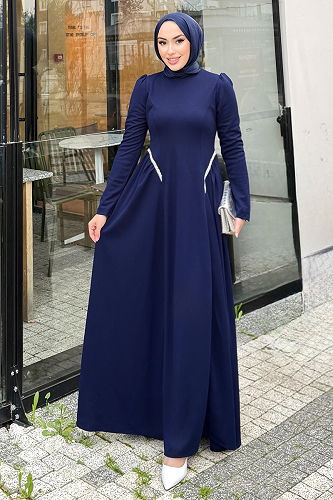 moda selvim الفستان كحلي 4688ALGK1170 - Thumbnail