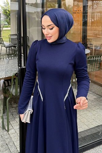 moda selvim الفستان كحلي 4688ALGK1170 - Thumbnail