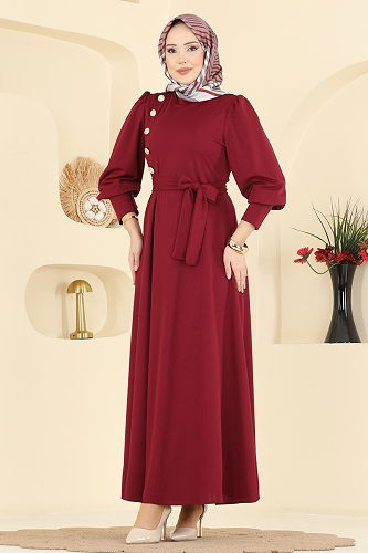 moda selvim الفستان خمري 4691ALG474 - Thumbnail