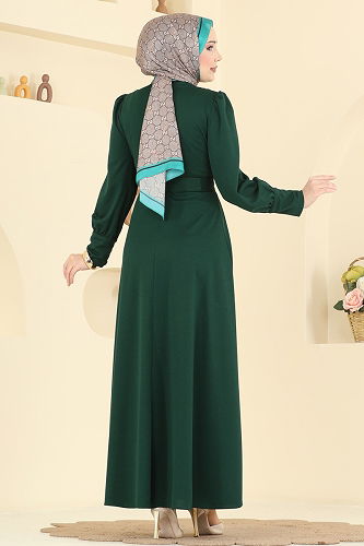 moda selvim Dress 4691ALG474 Emerald - Thumbnail