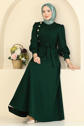 moda selvim الفستان زيتي 4691ALG474 - Thumbnail