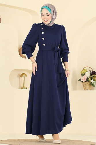 moda selvim Dress 4691ALG474 Navy Blue - Thumbnail