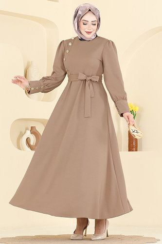 moda selvim الفستان بيج 4691ALG474 - Thumbnail