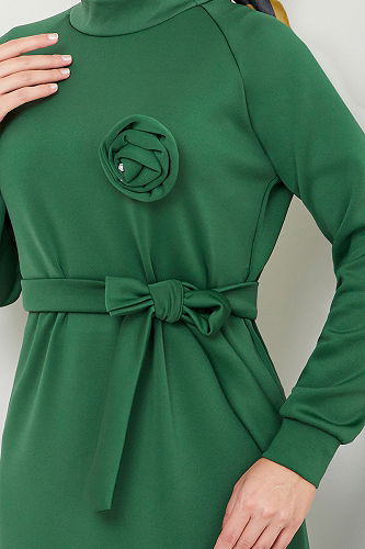 moda selvim Dress 4706ZNK903-M Emerald - Thumbnail