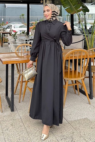 moda selvim Dress 4709ALGK1170 Black - Thumbnail