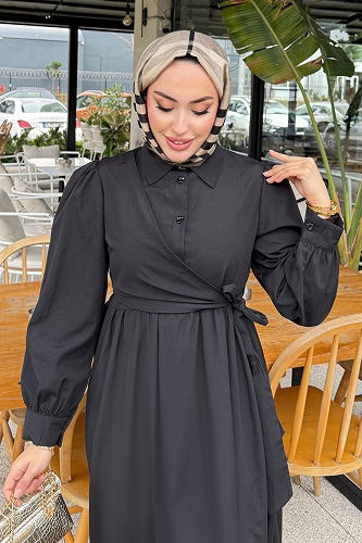 moda selvim Dress 4709ALGK1170 Black - Thumbnail
