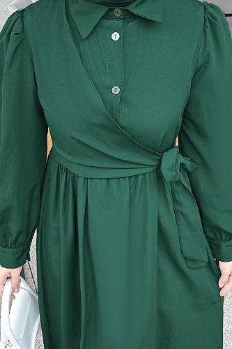 moda selvim Dress 4709ALGK1170 Emerald - Thumbnail