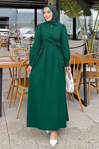 moda selvim الفستان زيتي 4709ALGK1170 - Thumbnail