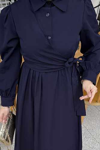 moda selvim Dress 4709ALGK1170 Navy Blue - Thumbnail