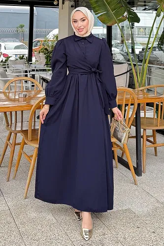 moda selvim الفستان كحلي 4709ALGK1170 - Thumbnail