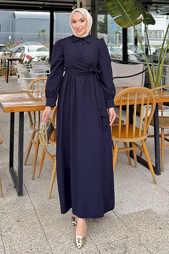 moda selvim الفستان كحلي 4709ALGK1170 - Thumbnail