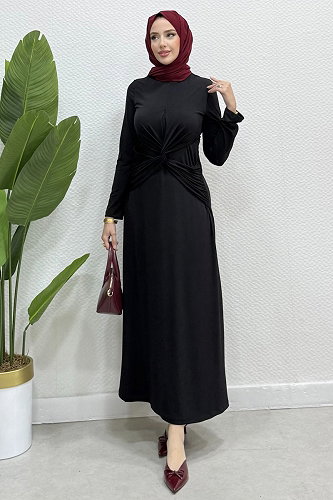 moda selvim الفستان أسود 4731ALGK1170 - Thumbnail