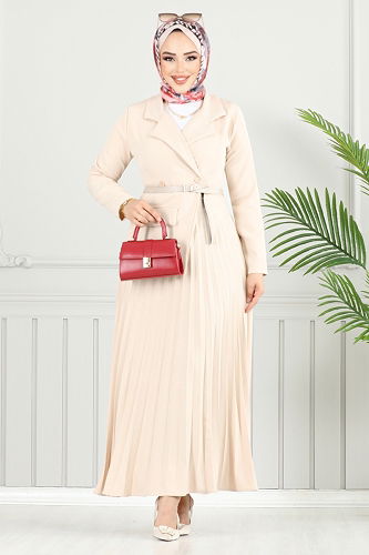 moda selvim الفستان بيج 4747ZNK903-M - Thumbnail