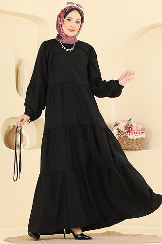 moda selvim الفستان أسود 4791ZNK1009 - Thumbnail