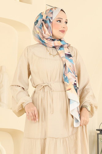 moda selvim Dress 4791ZNK1009 Cream - Thumbnail