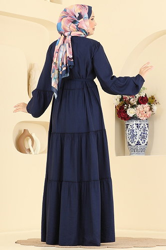 moda selvim Dress 4791ZNK1009 Navy Blue - Thumbnail