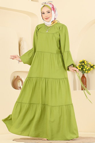 moda selvim Dress 4791ZNK1009 Oil Green - Thumbnail