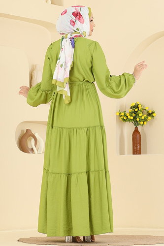 moda selvim الفستان أخضر 4791ZNK1009 - Thumbnail