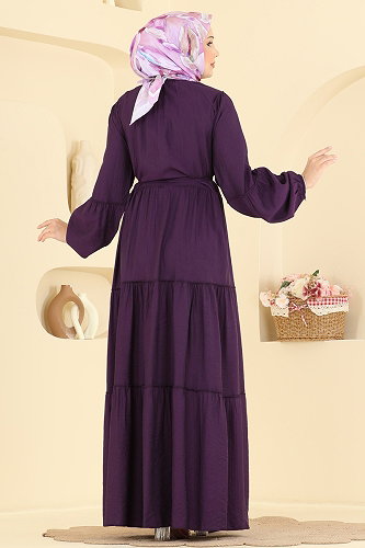 moda selvim Dress 4791ZNK1009 Purple - Thumbnail