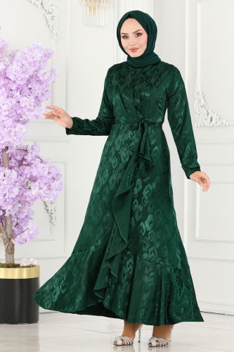 moda selvim Dress 5000HBS856 Emerald - Thumbnail