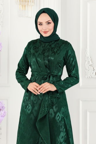 moda selvim Dress 5000HBS856 Emerald - Thumbnail