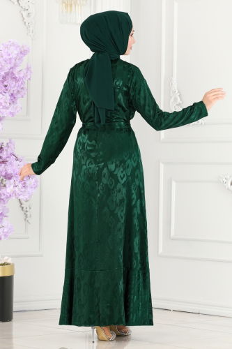 moda selvim Dress 5000HBS856 Emerald - Thumbnail