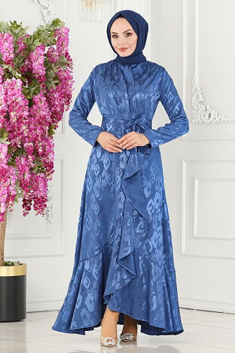 moda selvim الفستان ازرق 5000HBS856 - Thumbnail