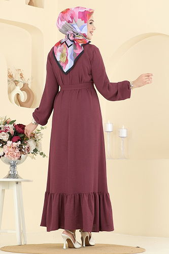 moda selvim الفستان وردي غامق 5001BM387 - Thumbnail