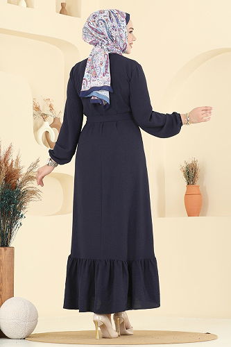 moda selvim Dress 5001BM387 Navy Blue - Thumbnail