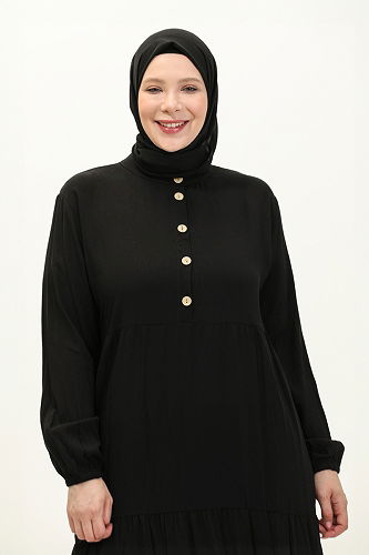 moda selvim الفستان أسود 5001ERK1158 - Thumbnail