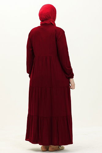 moda selvim Dress 5001ERK1158 Burgundy - Thumbnail