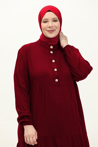 moda selvim الفستان خمري 5001ERK1158 - Thumbnail