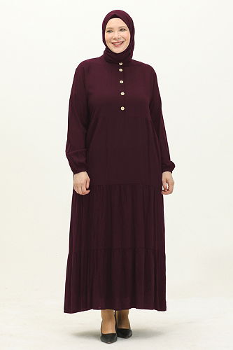 moda selvim Dress 5001ERK1158 Damson - Thumbnail