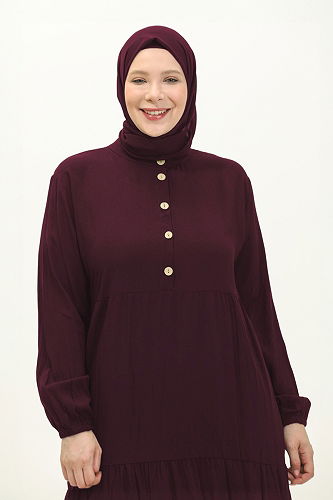 moda selvim Dress 5001ERK1158 Damson - Thumbnail