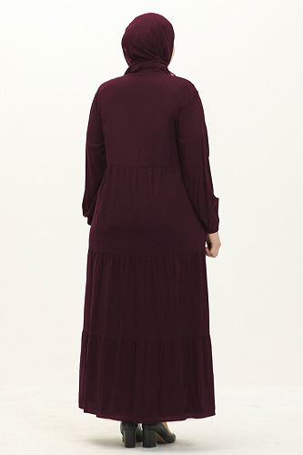 moda selvim Dress 5001ERK1158 Damson - Thumbnail