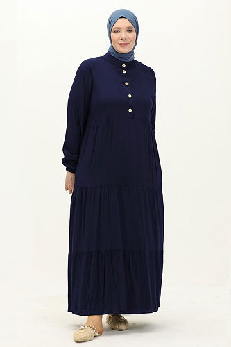 moda selvim Dress 5001ERK1158 Navy Blue - Thumbnail