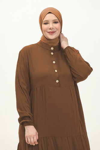 moda selvim Dress 5001ERK1158 Tan - Thumbnail