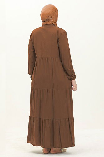 moda selvim الفستان عسلي 5001ERK1158 - Thumbnail