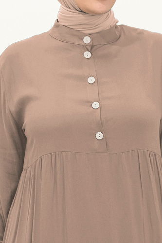 moda selvim الفستان بيج 5001ERK1158 - Thumbnail