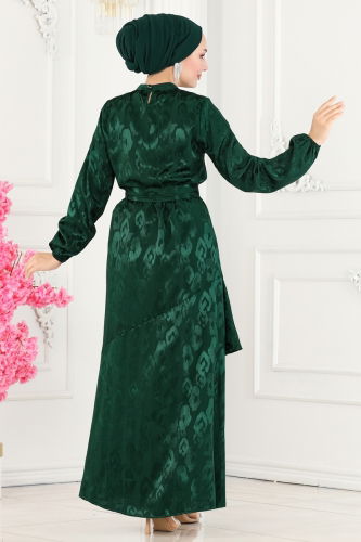 moda selvim Dress 5001HBS856 Emerald - Thumbnail