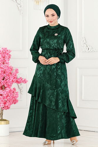 moda selvim الفستان زيتي 5001HBS856 - Thumbnail