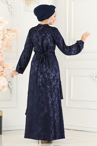 moda selvim Dress 5001HBS856 Navy Blue - Thumbnail