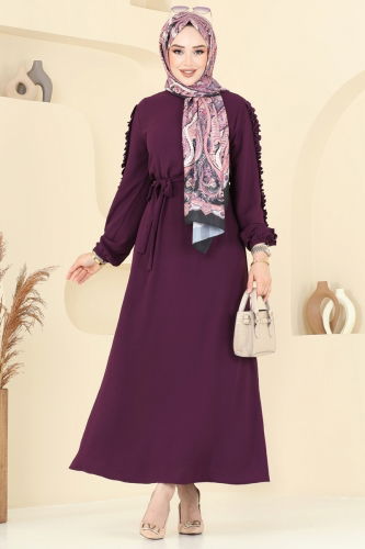 moda selvim Dress 5001MDA386 Damson - Thumbnail