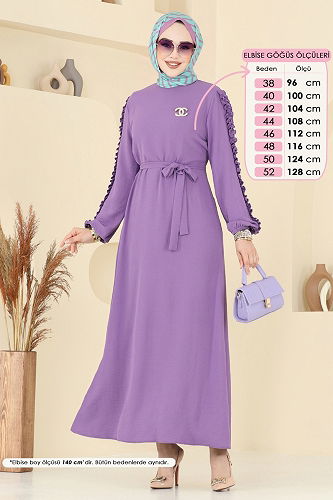 moda selvim Dress 5001MDA386 Lilac - Thumbnail