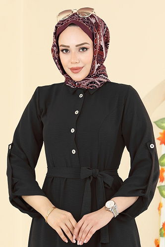 moda selvim Dress 5002BM387 Black - Thumbnail