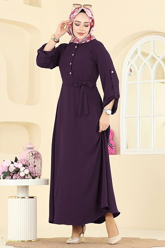 moda selvim Dress 5002BM387 Damson - Thumbnail
