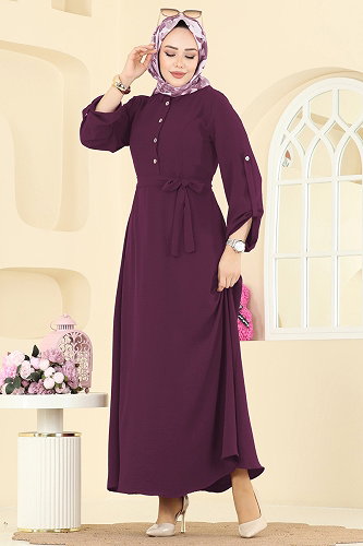 moda selvim Dress 5002BM387 Light Damson - Thumbnail
